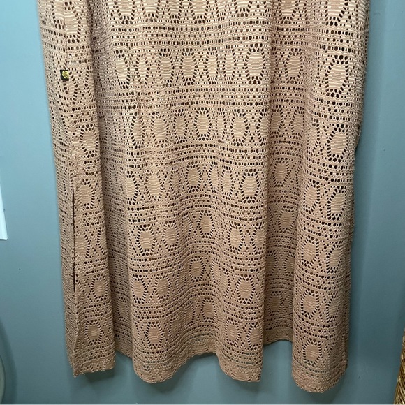 NWT La Vie en Rose Crochet Maxi Dress Beach Cover Up XL Brown - Picture 10 of 10